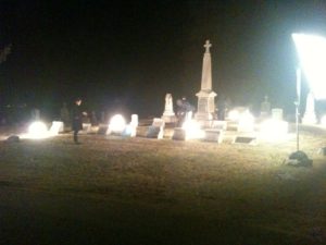 cold midnight in the Indiana graveyard filming compline